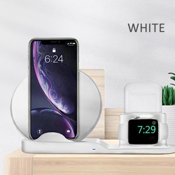3 in 1 Qi Fast Wireless Charging Stand for iPhone AirPods Apple Watch Charge Dock Station Wireless Charger Stand for iPhone 8 X XS Max XR Apple Watch 4 3 2 1 Airpods 10W Quick Charge For Samsung S9 S8 S7 Fast Chargeur Quick Charge By Sooknewlook