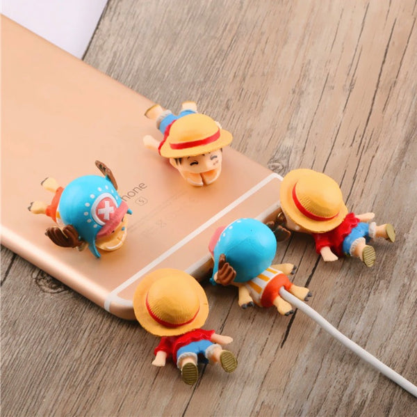 One Piece Cable Bite Protector for iPhone doll cartoon organizer winder chompers charger wire holder cord prevents breakage protector usb charging cute lightning cable protect-protective sleeves Monkey D. Luffy Zoro Tony-Tony Chopper by sooknewlook