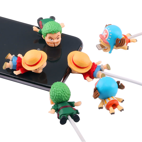 One Piece Cable Bite Protector for iPhone doll cartoon organizer winder chompers charger wire holder cord prevents breakage protector usb charging cute lightning cable protect protective sleeves Monkey D. Luffy Zoro Tony-Tony Chopper by sooknewlook