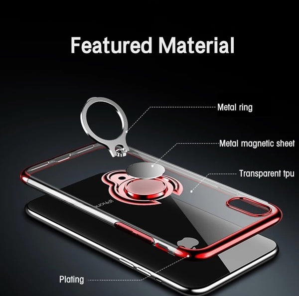 Ultra Thin Transparent iPhone Case With Magnetic Finger Ring Holder Ultra slim iPhone XS MAX XR X 8 7 6 6S Plus Car Magnetic Bracket Cases By Sooknewlook
