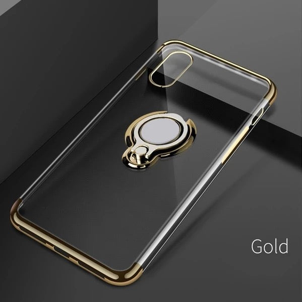Ultra Thin Transparent iPhone Case With Magnetic Finger Ring Holder Ultra slim iPhone XS MAX XR X 8 7 6 6S Plus Car Magnetic Bracket Cases Gold By Sooknewlook