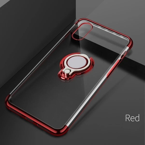 Ultra Thin Transparent iPhone Case With Magnetic Finger Ring Holder Ultra slim iPhone XS MAX XR X 8 7 6 6S Plus Car Magnetic Bracket Cases Red By Sooknewlook